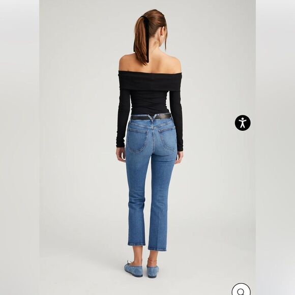 SPRWMN Jeans REVOLVE NWT Charlotte Crop Flare High Waist Selvedge Blue Size 27 - Picture 3 of 16